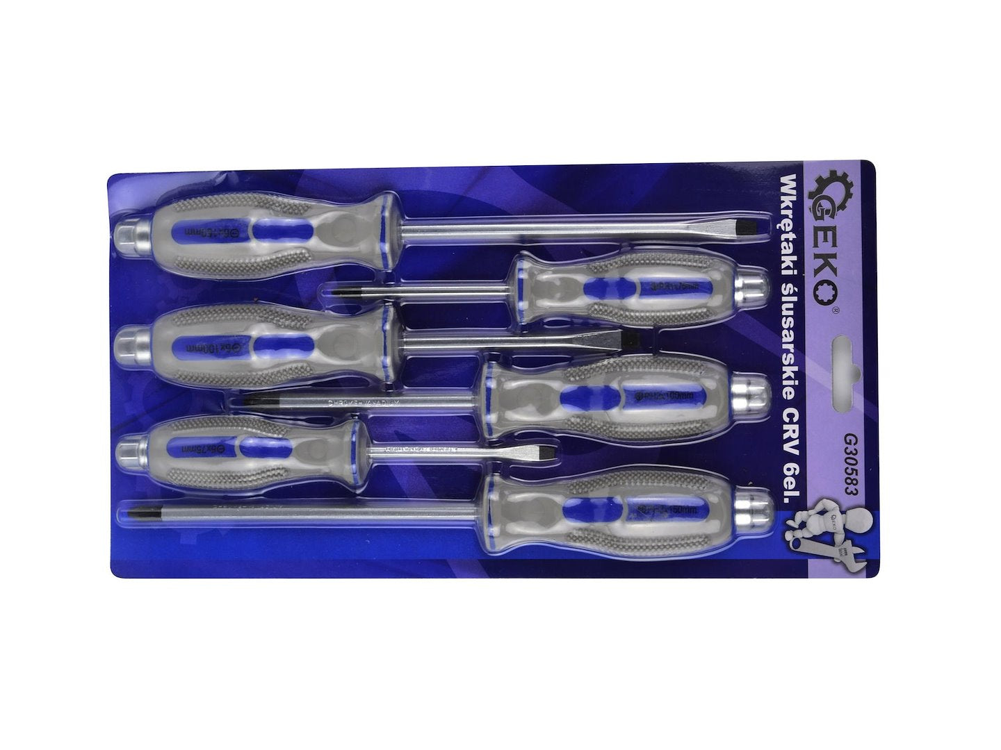 Set di 6 cacciaviti professionali - con comoda impugnatura, teste piatte - giraviti di precisione, in acciaio Cr-V, Geko