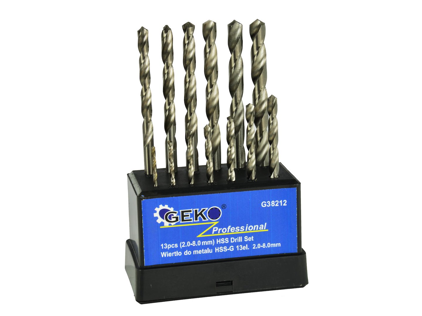 Set di 13 punte trapano professionali, per metallo, 2-8 mm, HSS, attacco cilindrico, punta a 135° gradi