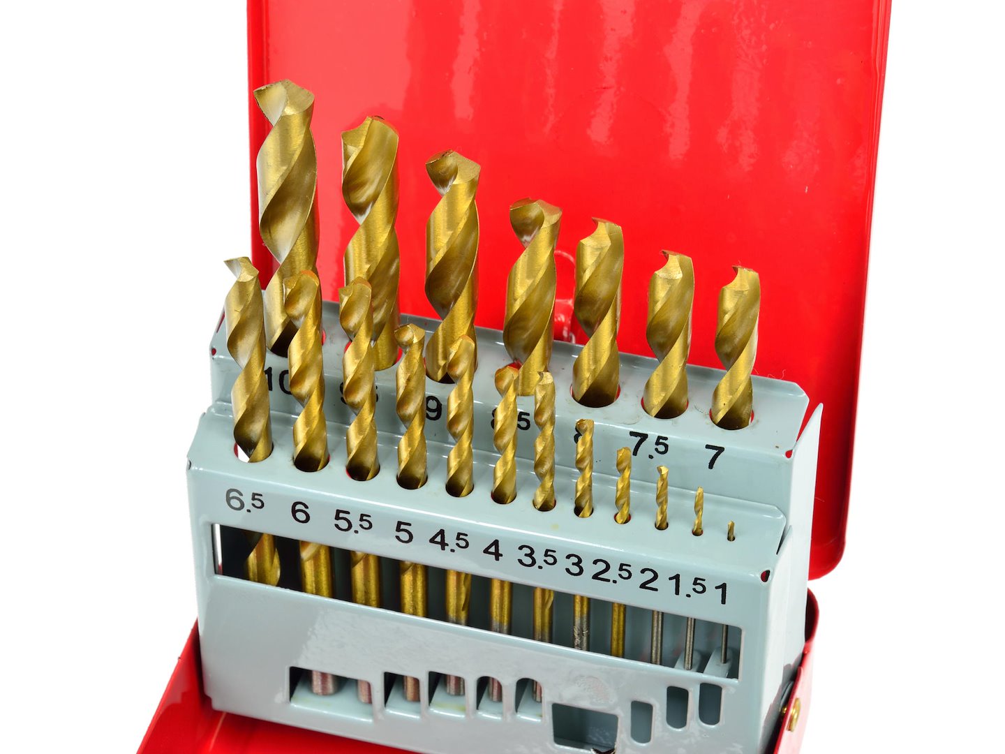Set di 19 punte trapano al titanio HSS per metallo, 1-10 mm GEKO