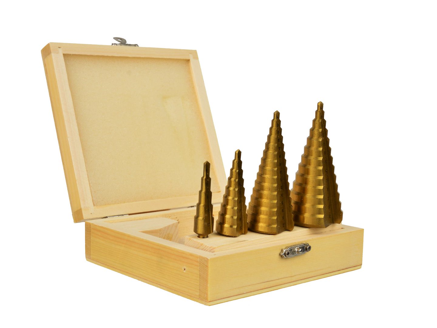 Set punte coniche, fresa conica trapano a gradini, punte con gambo e punzone centrale, adattabile a avvitatore, HSS 4 pezzi Geko