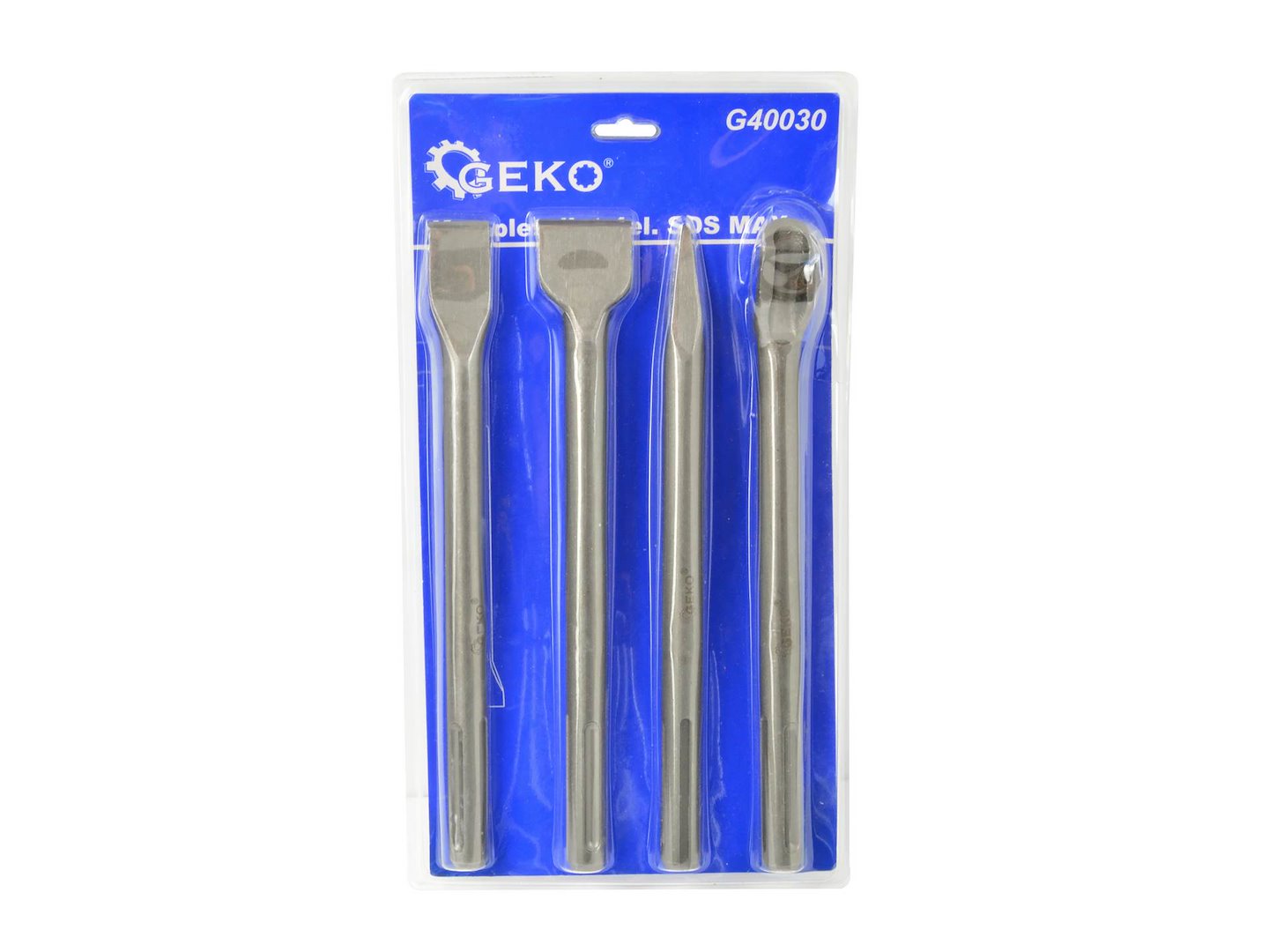 Set di 4 scalpelli SDS-MAX per piastrelle tracce muro muratura calcestruzzo pietra per trapano, 250 mm Geko