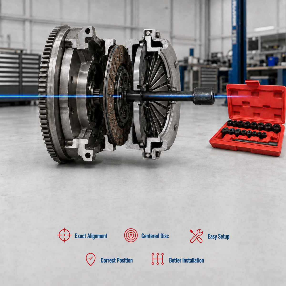 Kit-set attrezzi per allineamento e centraggio frizione auto universali, Gebo Tools