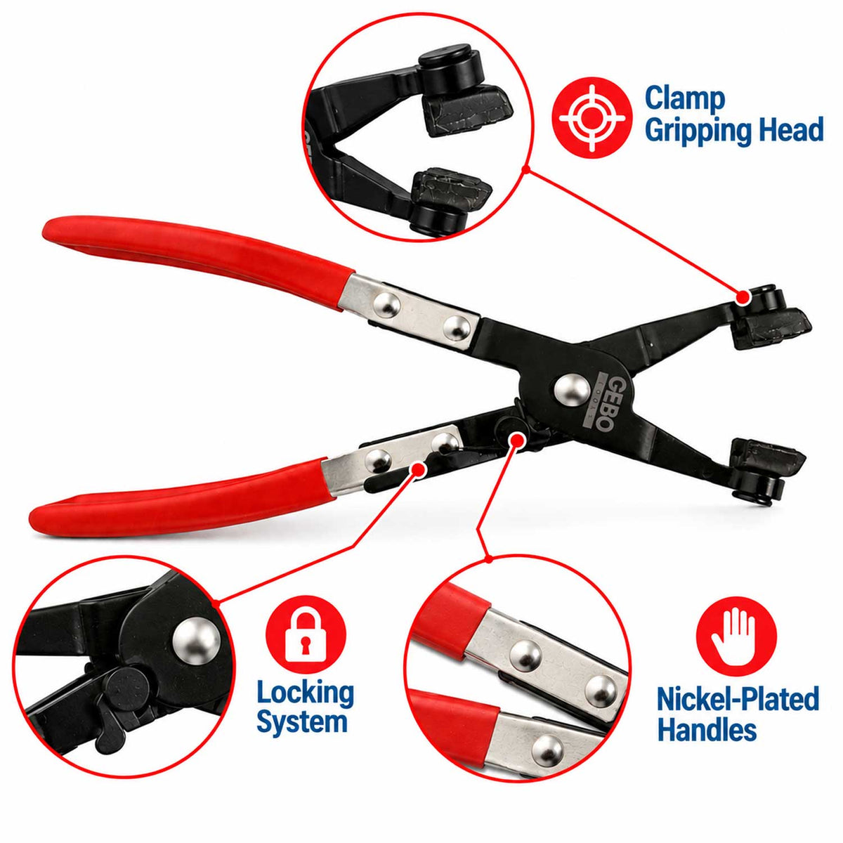 Pinza per fascette elastiche stringitubo auto  210 mm Gebo Tools