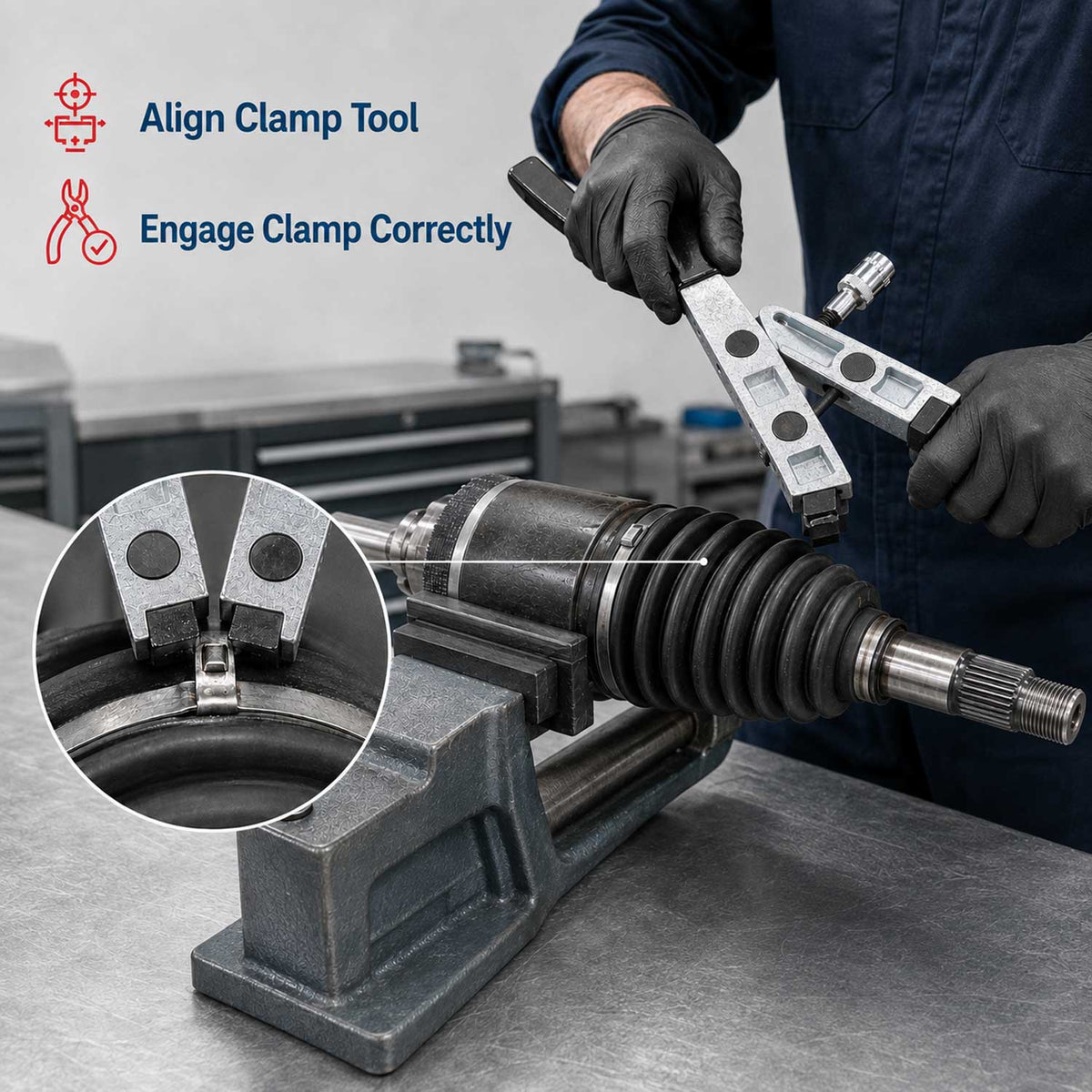 Pinza per fascette per cuffie giunti omocinetici auto modello 1 Gebo Tools