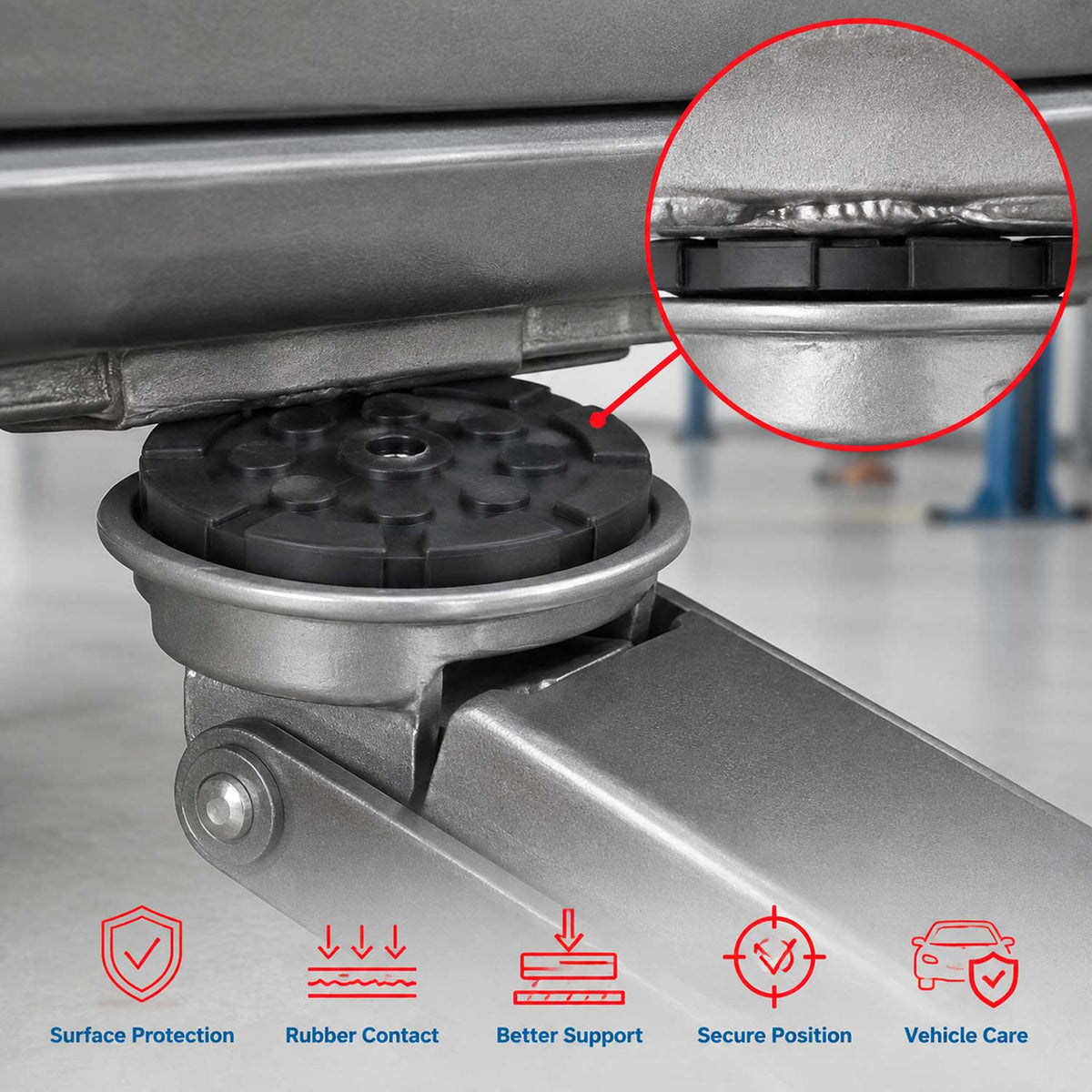 Tampone in gomma rotondo per cric sollevatore, cuscinetto auto Gebo Tools