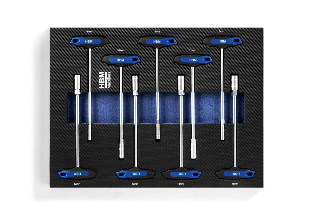 Carrello completo di attrezzi professionale Hbm,set 262 pezzi con 7 cassetti 6 scomparti e ruote da officina Carbon premium Olanda
