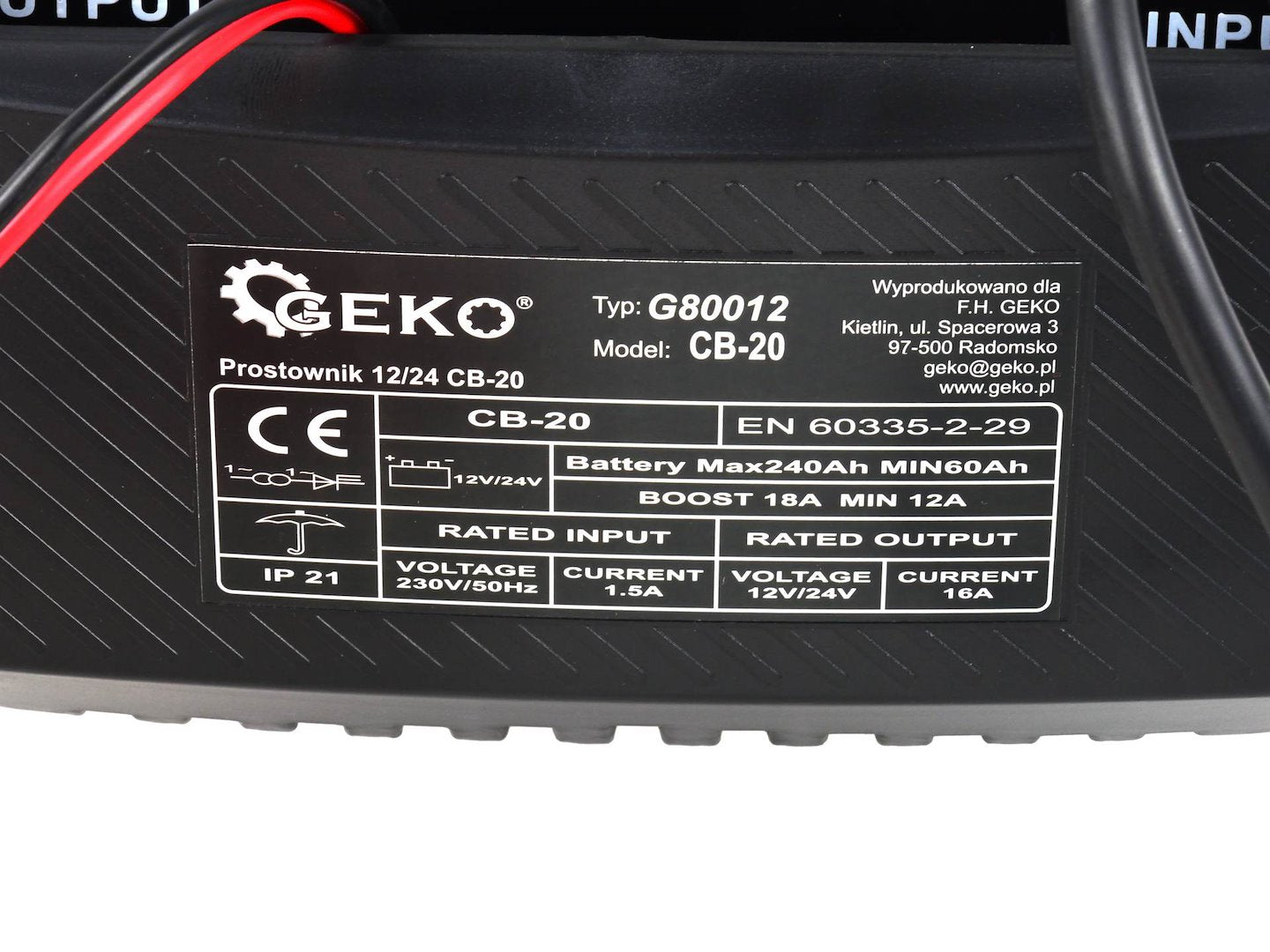 Caricabatterie auto 12/24V CB-20, 12-18A , avviatore per batterie auto 60-240 Ah Geko
