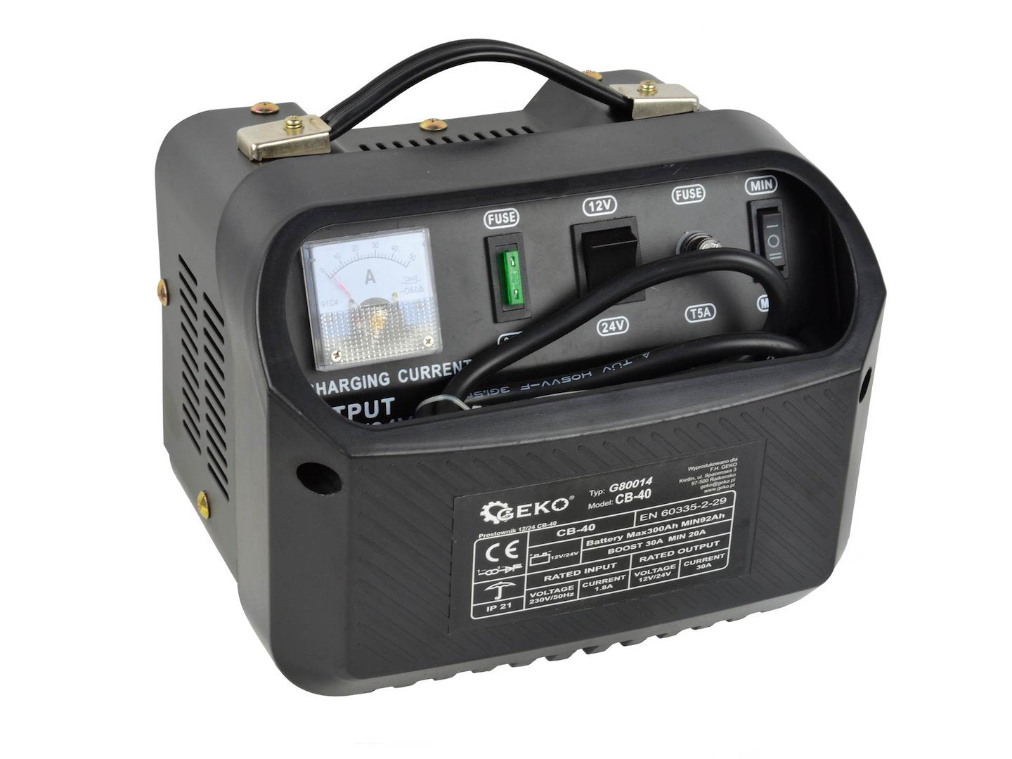 Caricabatterie auto 12/24V CB-40, 20-30A , avviatore per batterie auto 60-240 Ah Geko
