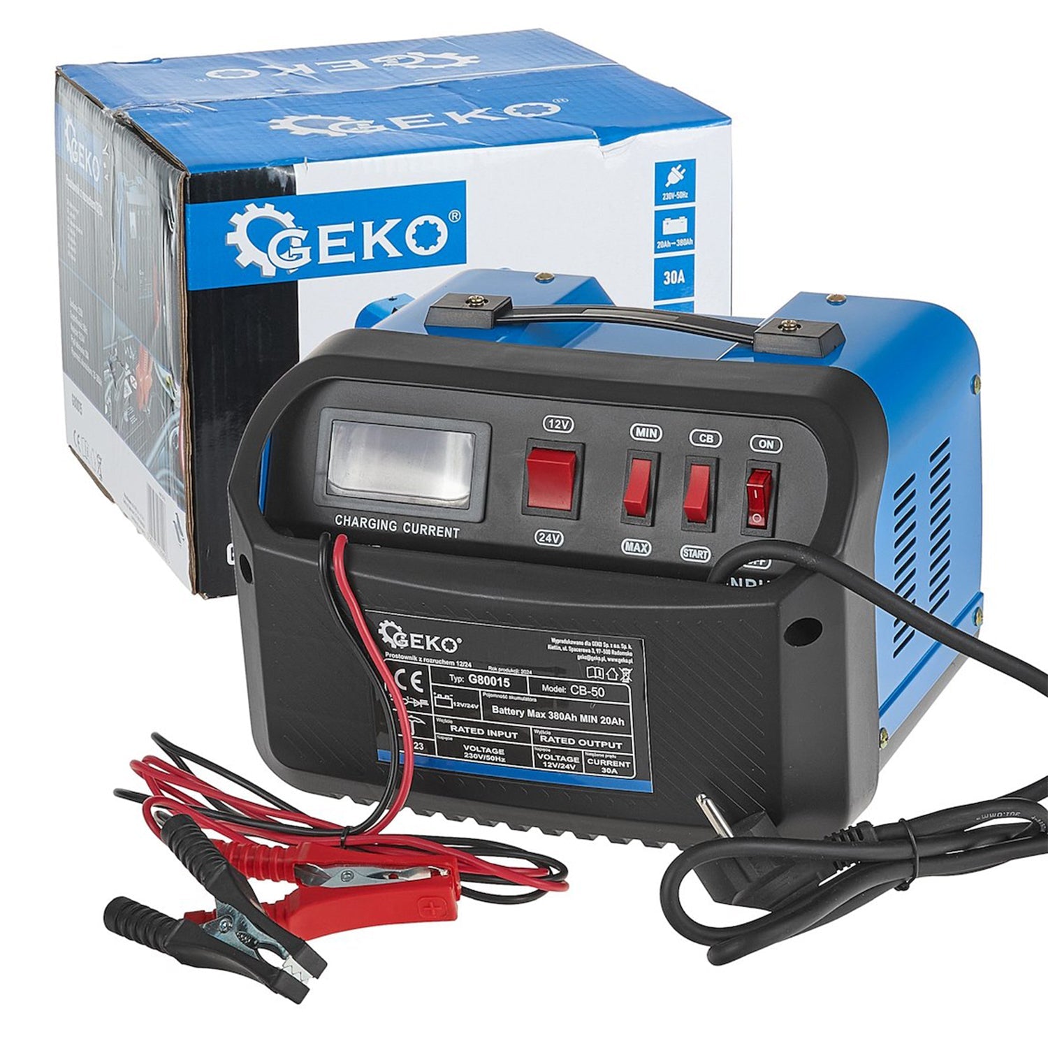 Caricabatterie auto CB50 12V/24V 30A , avviatore per batterie auto 20-380Ah