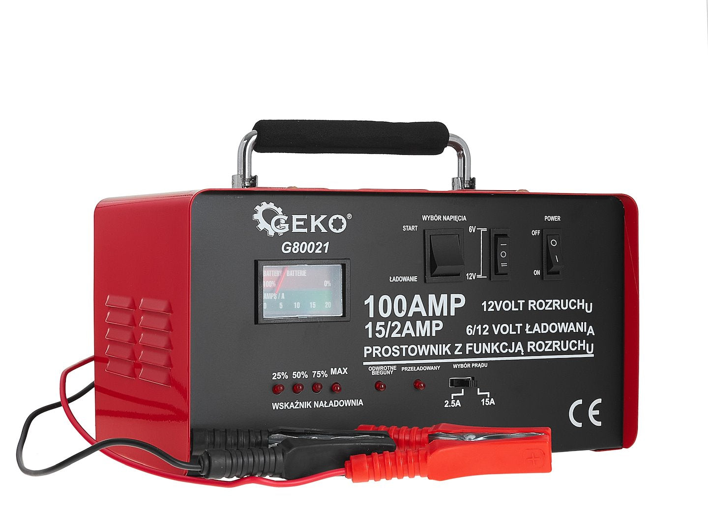 Caricabatterie auto con avviamento 100A, 6/12V, avviatore per batterie auto 20-120 Ah Geko