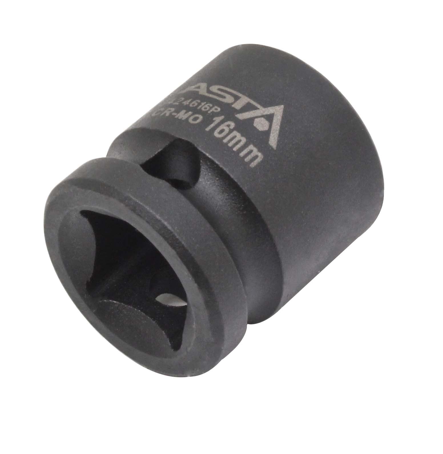 Chiave a bussola a impatto super corta 16 mm, con attacco quadro 1/2" pollici, bussola per avvitatore a impatto per officina, in acciaio cromo-molibdeno Cr-Mo