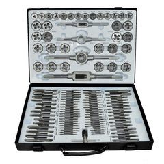 Set maschi e filiere metriche 110 pezzi. Completo da M3 a M12 con giramaschi e accessori calibro di filettatura, per filettature interne ed esterne, Geko