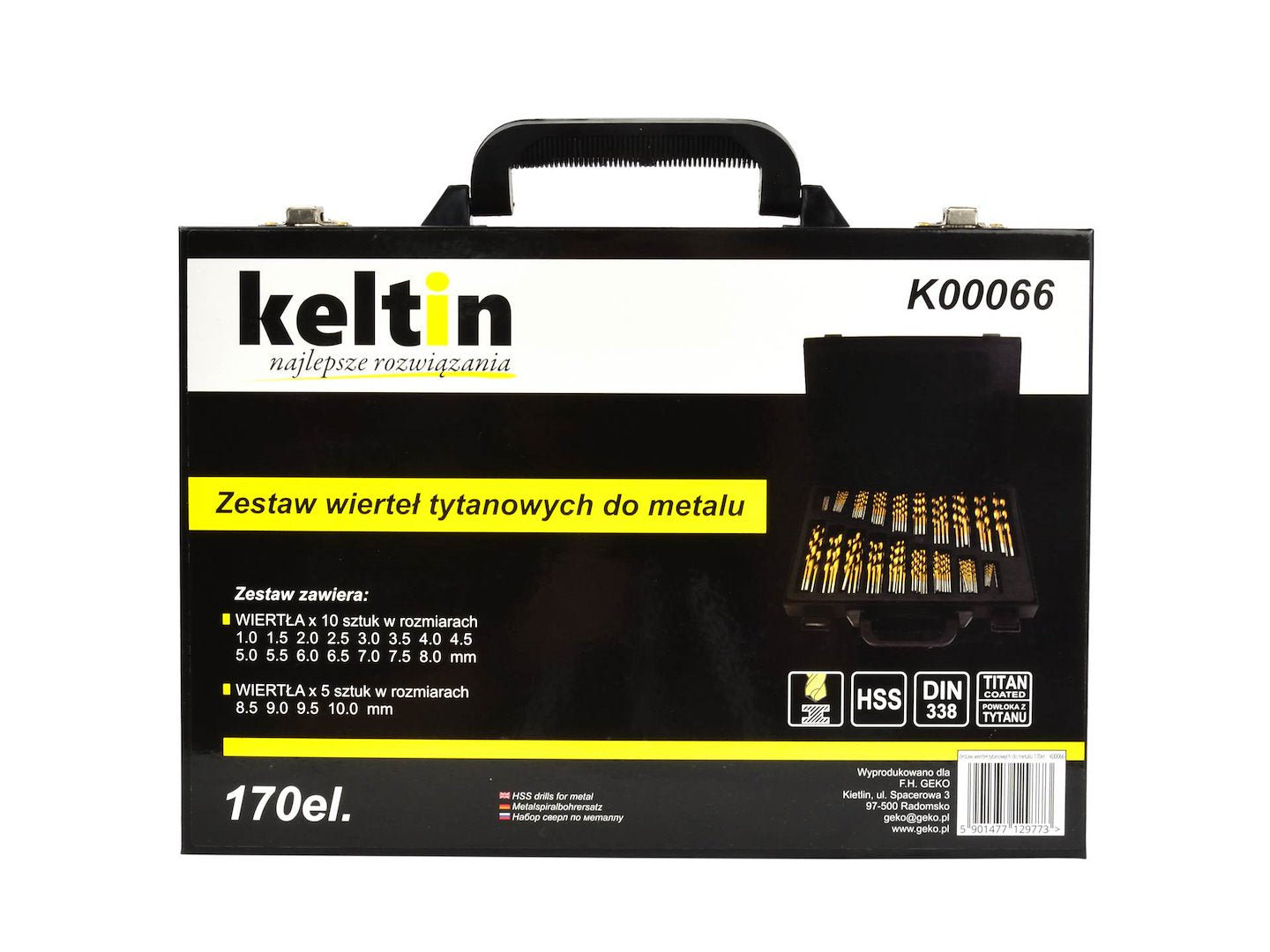Set di 170 punte trapano al titanio HSS per metallo, 1-10 mm - Geko