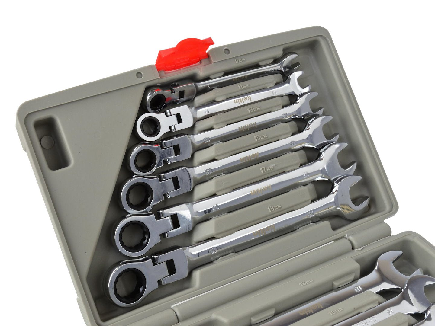 Set da 12 pezzi set di chiavi a cricchetto snodate 8 – 19 mm, chiavi combinate a cricchetto con snodo/snodabili, Keltin