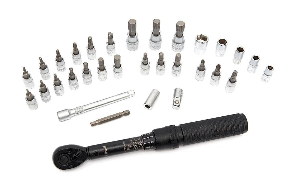 Chiave dinamometrica bici/moto 1/4'' pollice, 2~20 Nm, set da 32 pezzi di punte, kit chiavi dinamometriche professionali regolabili, portatile per bicicletta, auto, mountain bike tools, Hbm