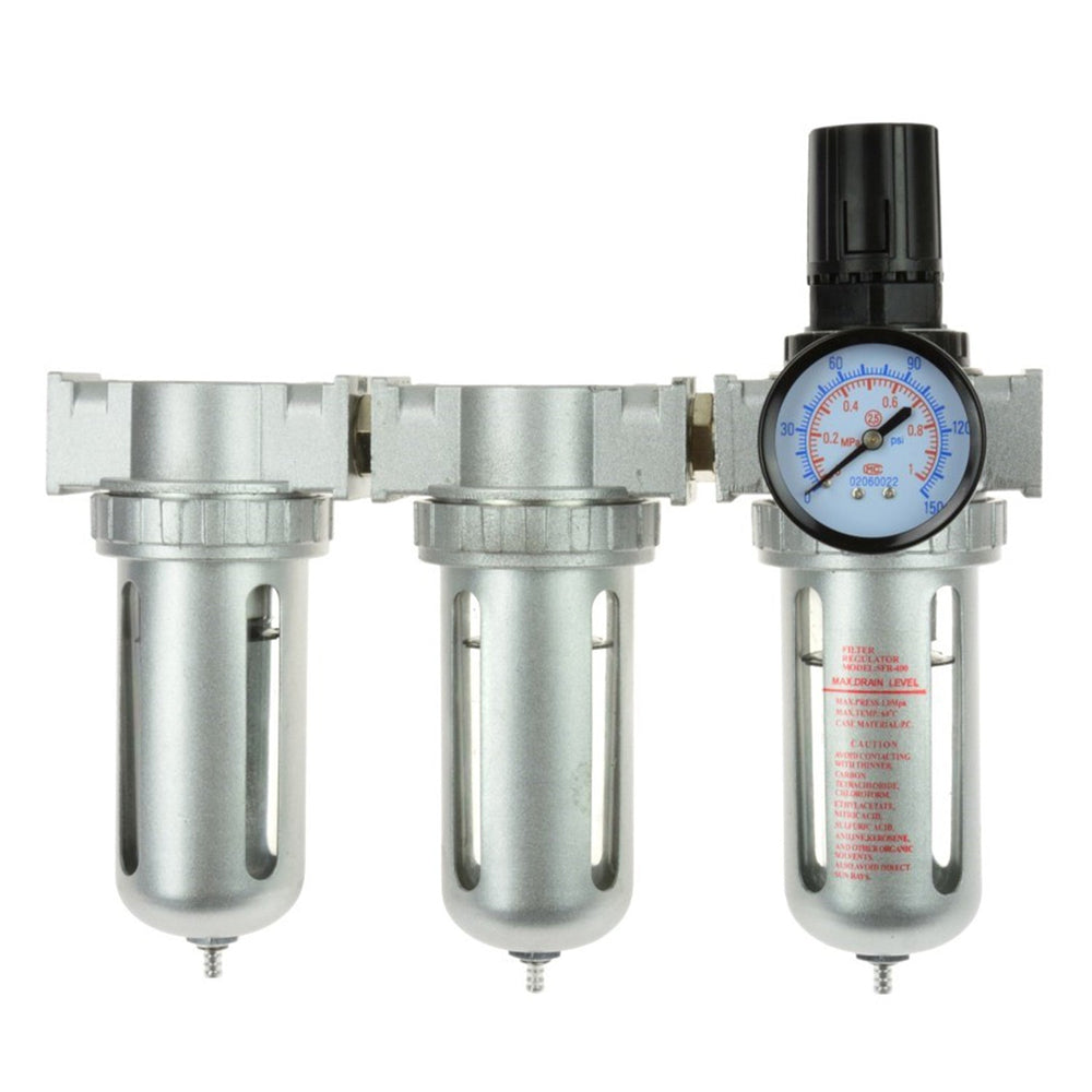Filtro aria triplo con regolatore di pressione del separatore d'acqua, con valvola di riduzione e manometro, accessorio per utensili pneumatici, Geko