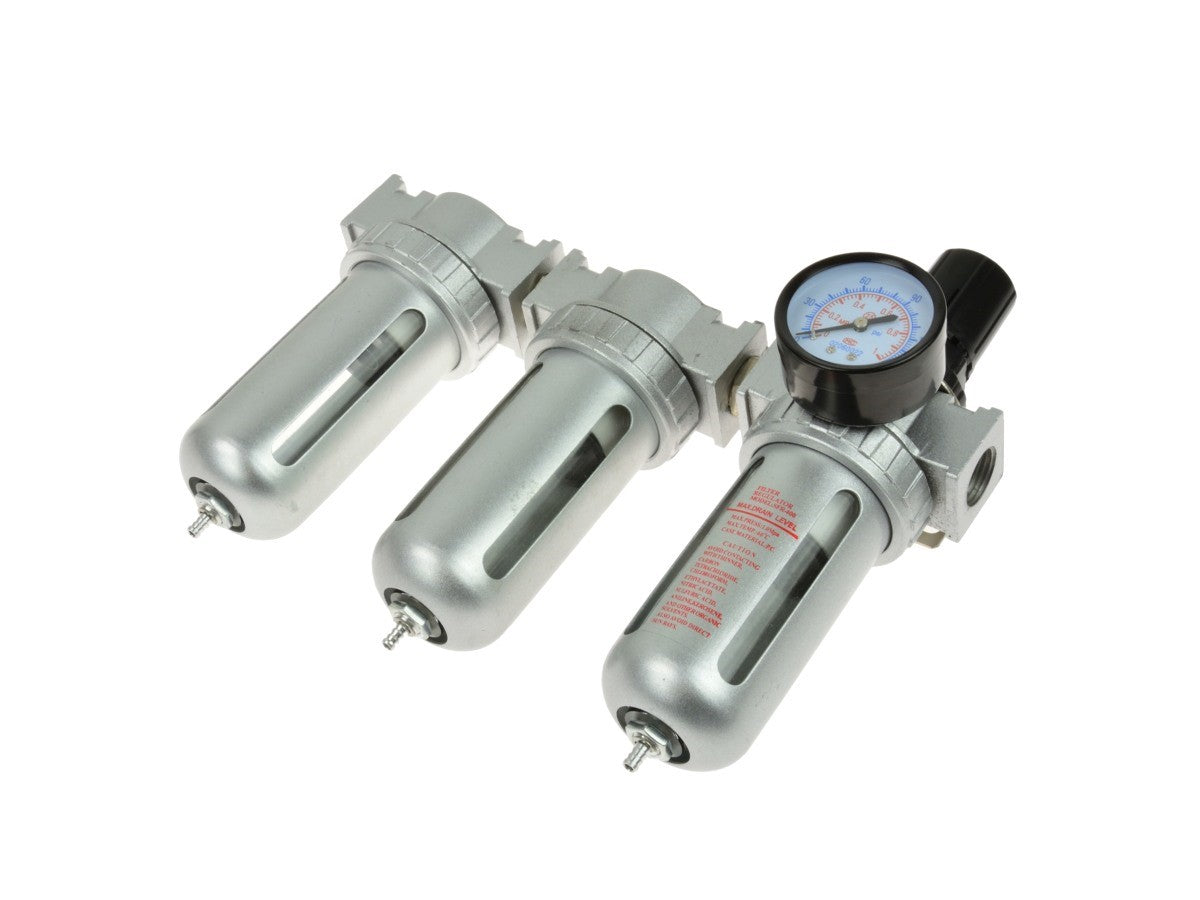 Filtro aria triplo con regolatore di pressione del separatore d'acqua, regolatore del compressore d'aria con valvola di riduzione della pressione e manometro, accessorio per utensili pneumatici, Geko