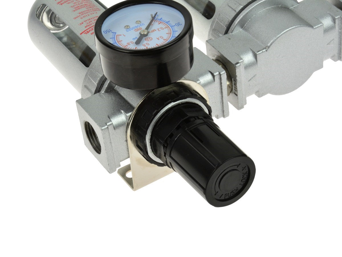 Filtro aria triplo con regolatore di pressione del separatore d'acqua, regolatore del compressore d'aria con valvola di riduzione della pressione e manometro, accessorio per utensili pneumatici, Geko