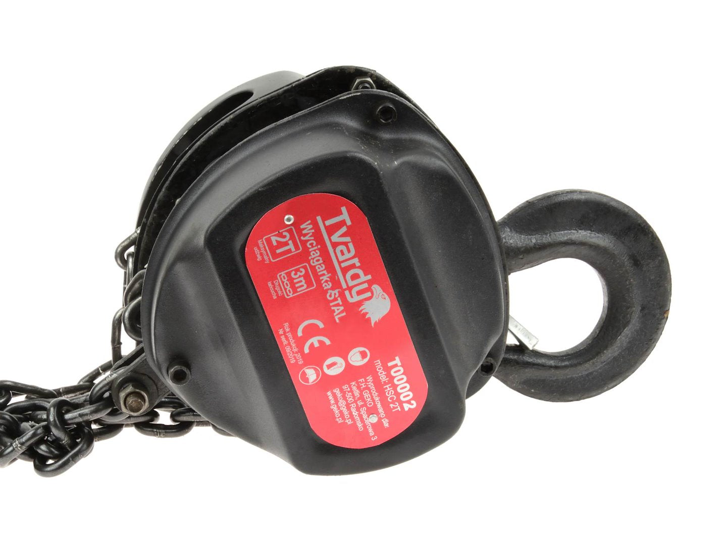 Paranco a catena, portata 2 tonnellate ,strumento di sollevamento per carichi pesanti, 3 m Tvardy