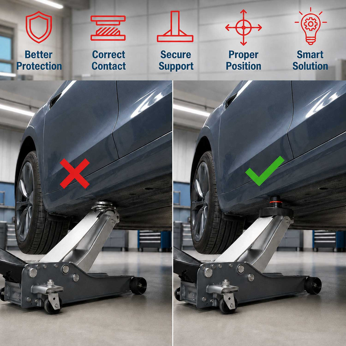 Set-kit tampone in gomma per cric compatibili con Tesla model 3 / S/X/Y, 4 sollevamento con scatola di immagazzinaggio, accessori per veicoli, 78 mm, Gebo Tools