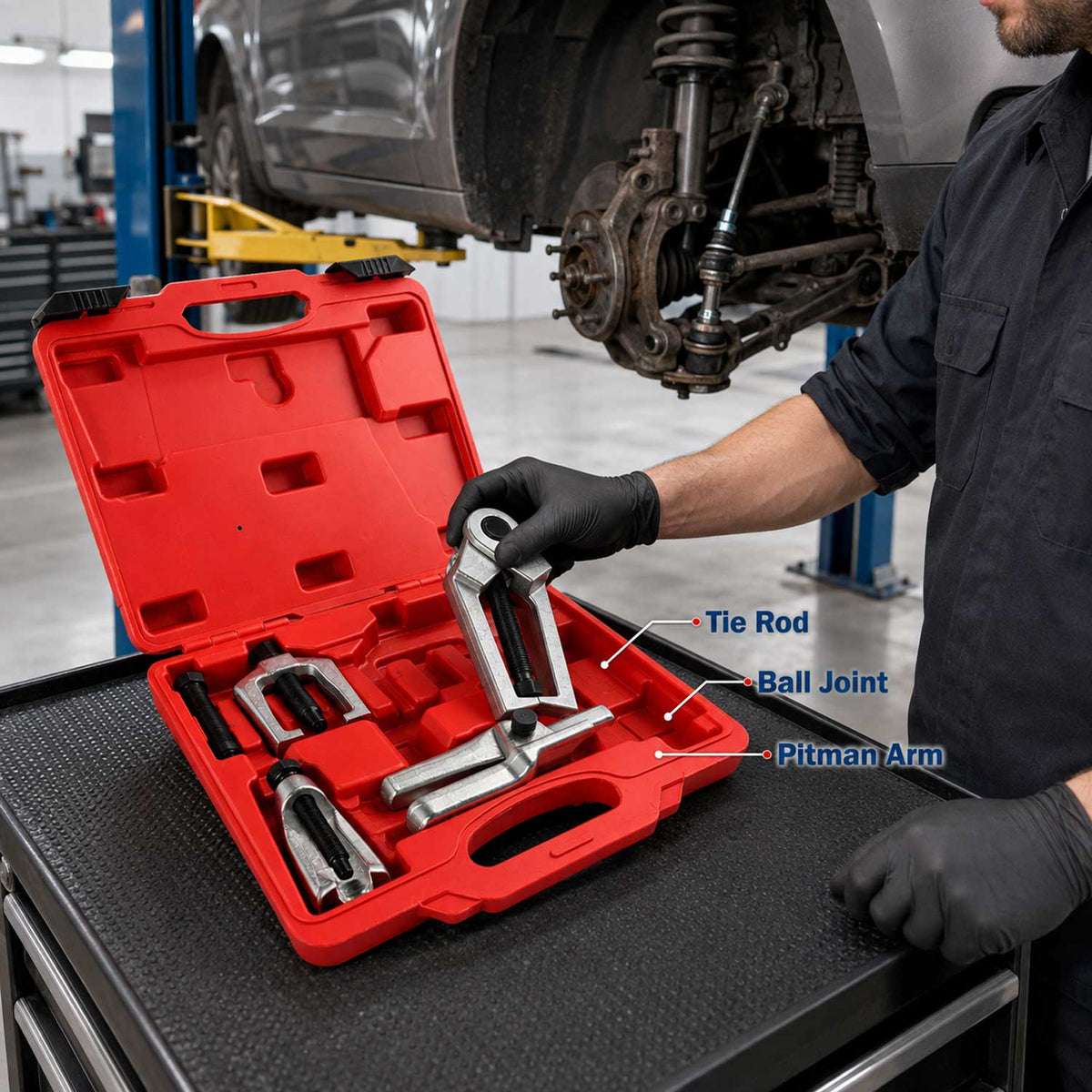 Set estrattore giunti sferici bracci di controllo per impieghi gravosi, fuso a snodo, kit attrezzi per la rimozione delle estremità del tirante, Gebo Tools