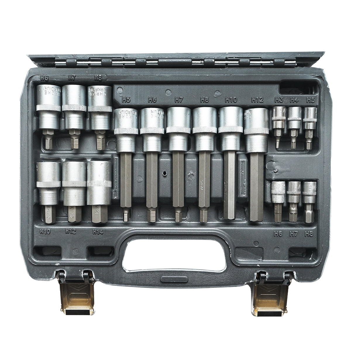 Set 18 pezzi bussole inserti esagonali esagonale attacco 1/2" 1/4", corte lunghe