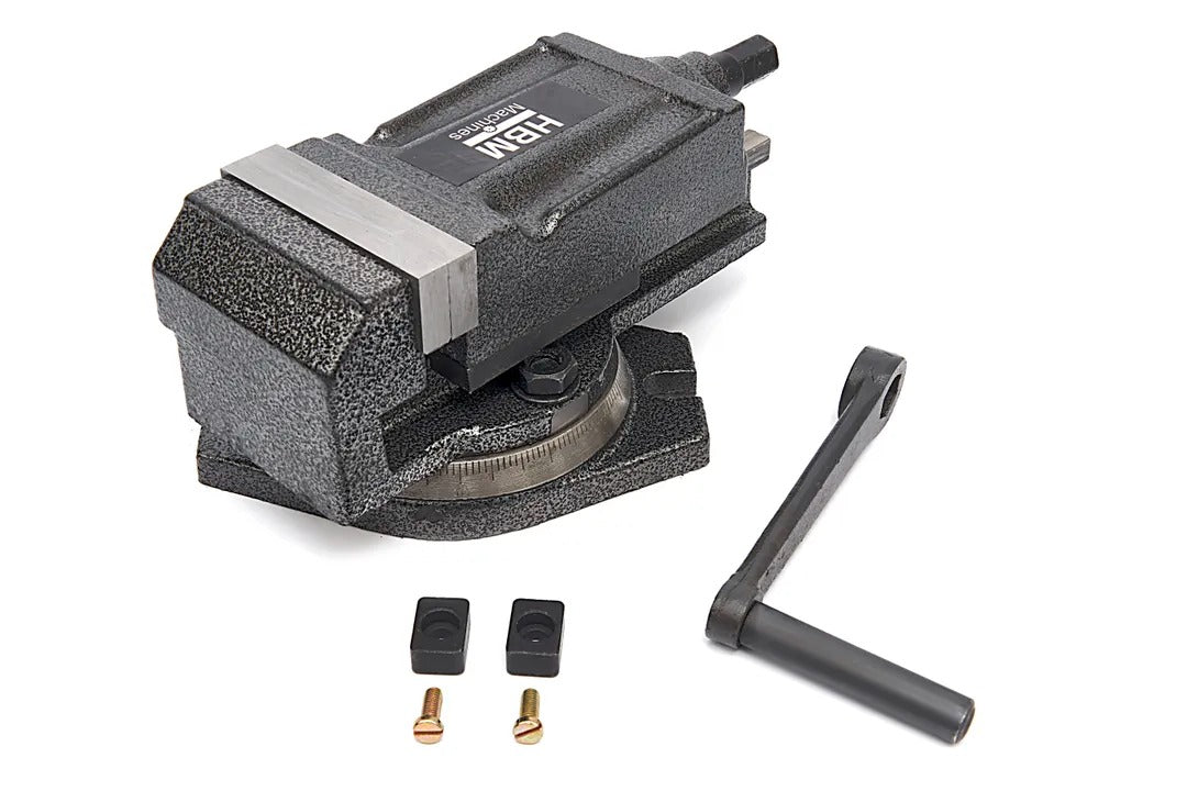 Morsa di precisione da banco con base girevole, morsa da banco rotante-girevole, per trapani e fresatrici, per lavori metallurgici e professionali, 80 mm, Hbm Olanda