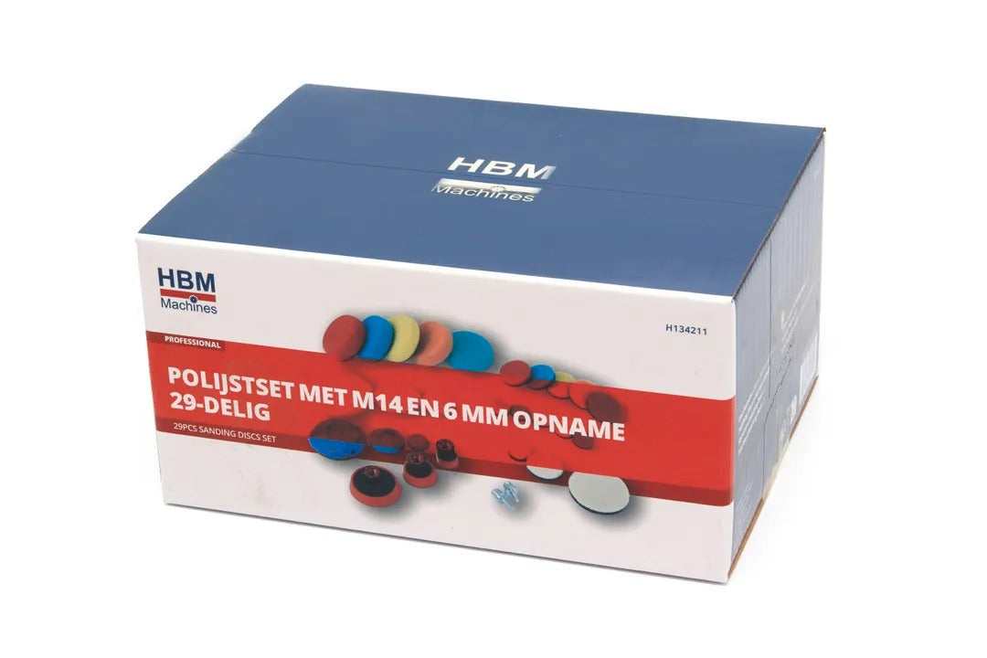 Set spugne per lucidatura in microfibra, pad per cere, polish, detergenti e sigillante vernice, alternativa a lucidatrice, lucidatura, lucidatrice eccentrica, M14 x 6 mm 29 pezzi Hbm Olanda
