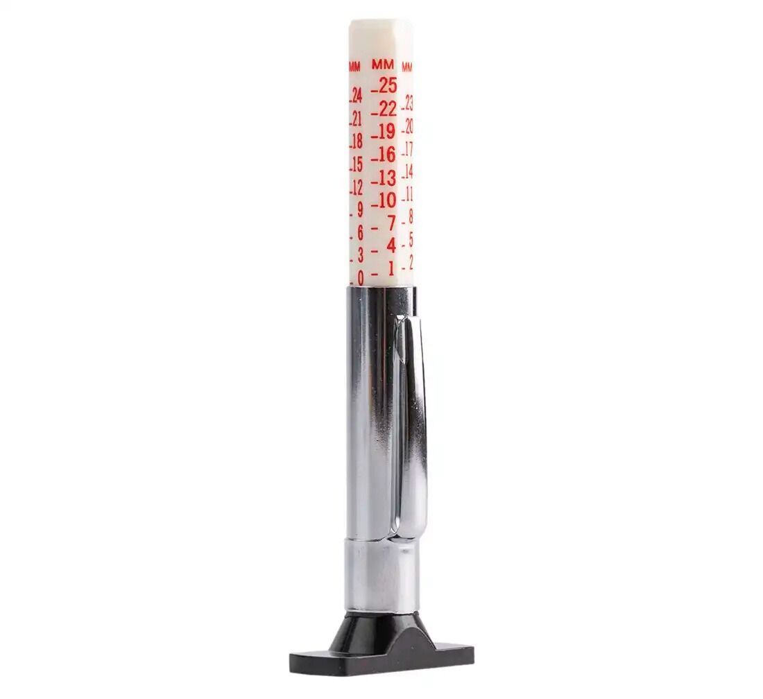 Misuratore profondità battistrada pneumatici, misuratore calibro-spessore del battistrada in 25 mm / 32 pollice, spessimetro per pneumatici per auto moto motocicletta