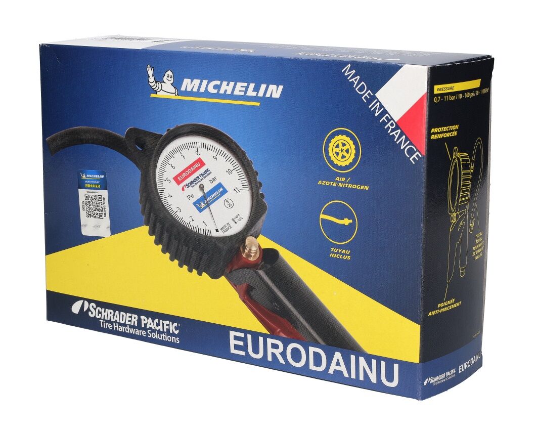 Pistola gonfiaggio professionale schrader michelin eurodainu 0-11bar ,manometro pneumatici gomme