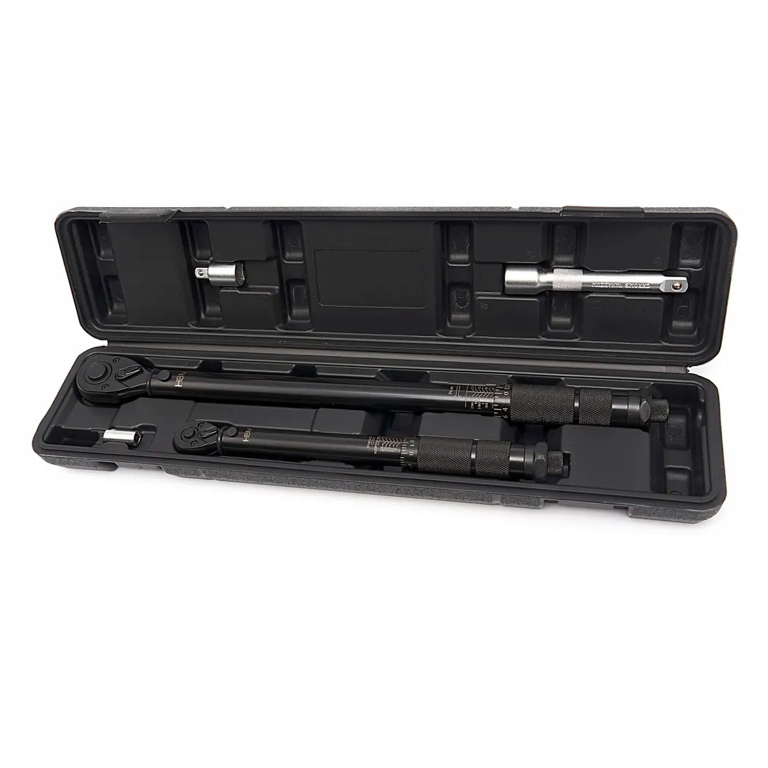 Set chiavi dinamometriche 5 pezzi, 1/4” (5–25 Nm) e 1/2” (2–210 Nm), con prolunga 125 mm e adattatore, cricchetto chiavi momento chiave, HBM Olanda