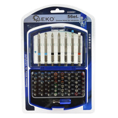 Set di punte e bit (con bit e portabit universale, accessorio per avvitatore a impulsi), set di bit di avvitamento, pH, PZ, S, H, Torx accessori trapano e cacciavite, 56 pezzi Geko