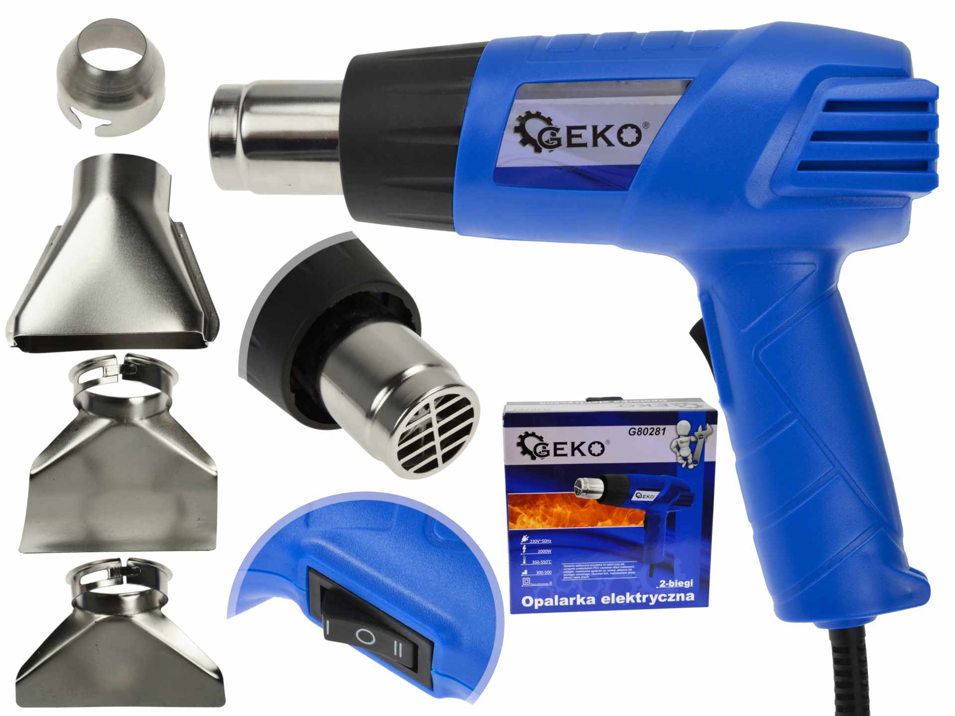 Pistola per soffiaggio ad aria calda, termosoffiatore elettrico con accessori 2000w