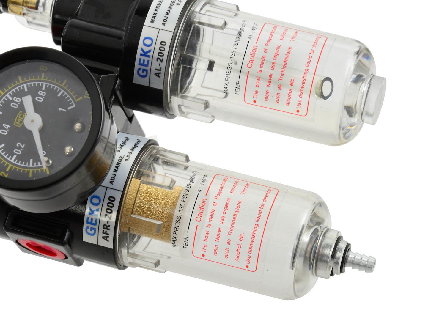 Separatore d'acqua e olio ad aria compressa, riduttore di pressione per compressore, filtro regolatore aria con manometro 1/4 " Geko