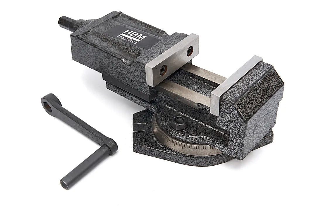 Morsa di precisione da banco con base girevole, morsa da banco rotante-girevole, per trapani e fresatrici, per lavori metallurgici e professionali, 80 mm, Hbm Olanda