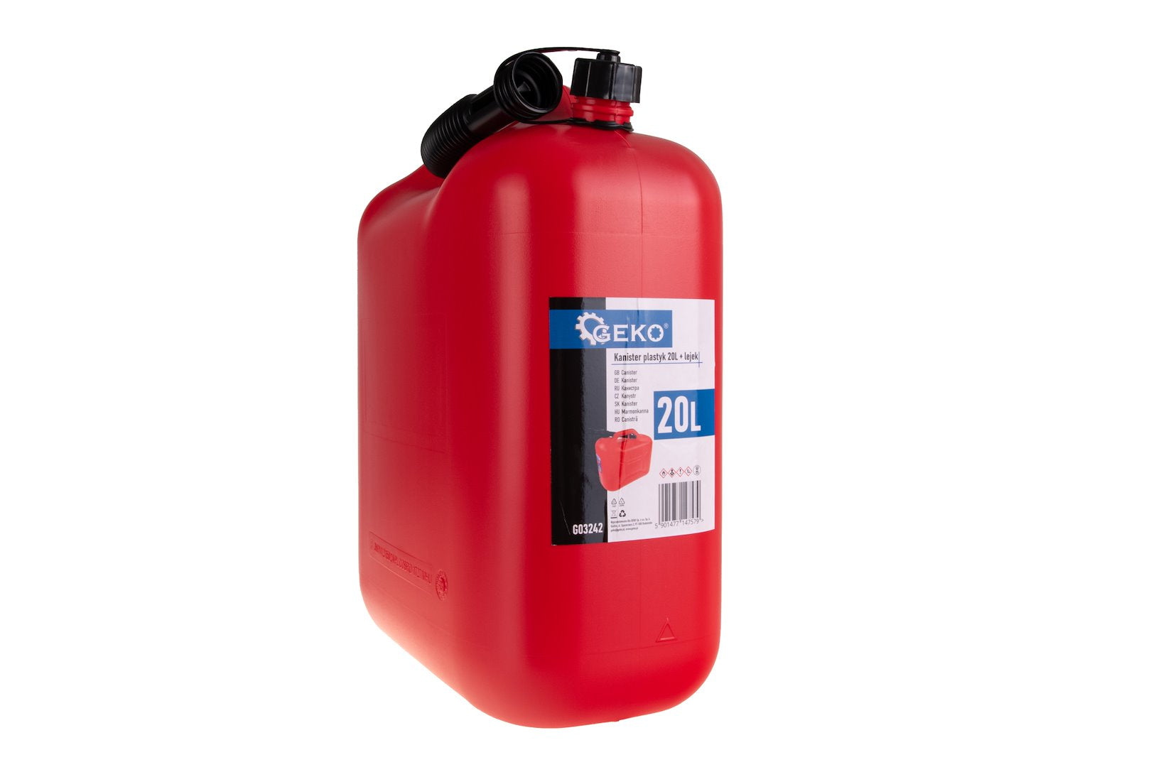 Tanica in plastica da 20 litri con imbuto, tanica per carburante, Geko