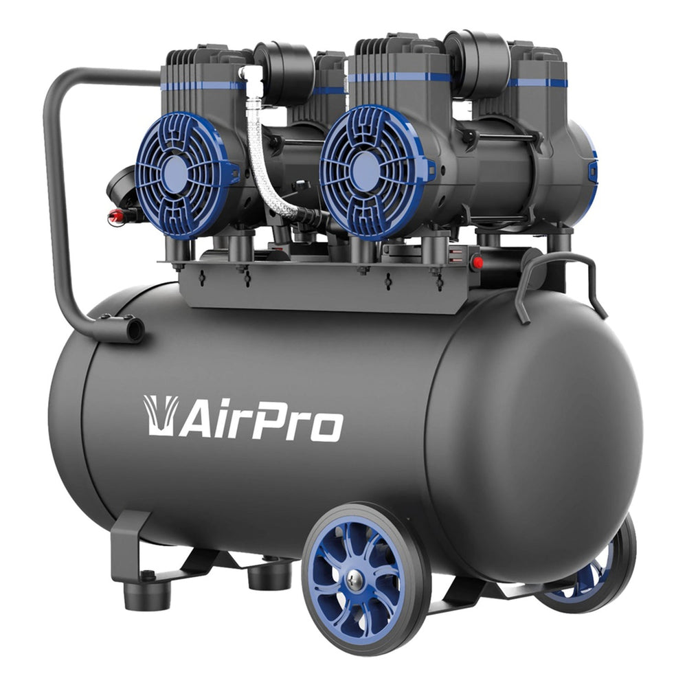 Compressore aria silenziato con capacità del serbatoio di 40 litri,senza olio, per utensili pneumatici, 2 × 1,8 HP Airpro