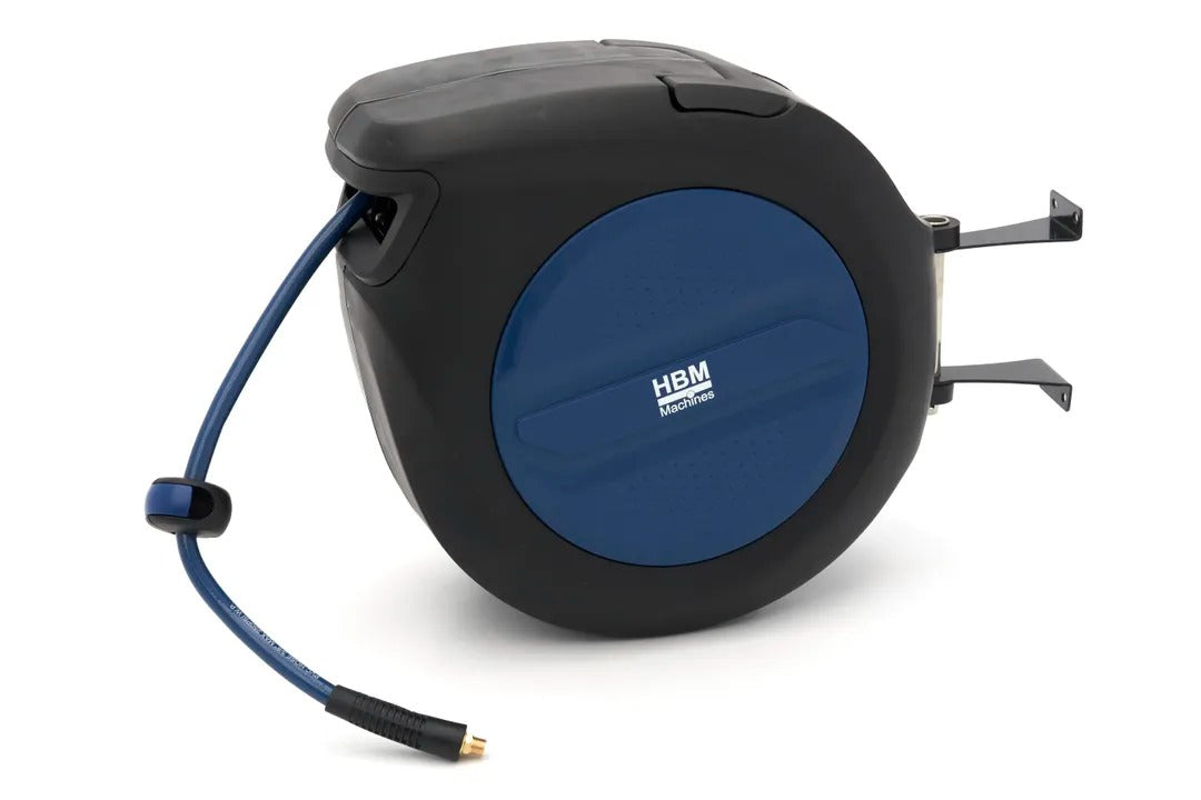 Avvolgitubo per aria compressa sistema blocco automatico fissaggio a parete muro 9,5 × 14,5 mm 20 m HBM