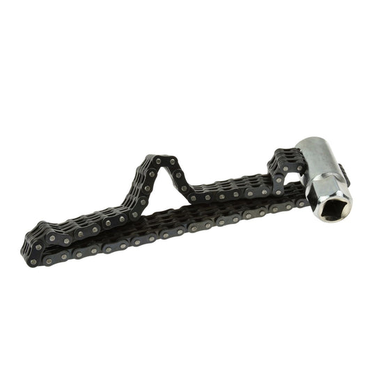 Chiave a catena doppia per filtri olio, con bussola attacco quadro da 1/2", ideale per sostituire i filtri dell'olio, per filtro olio diametro 130mm