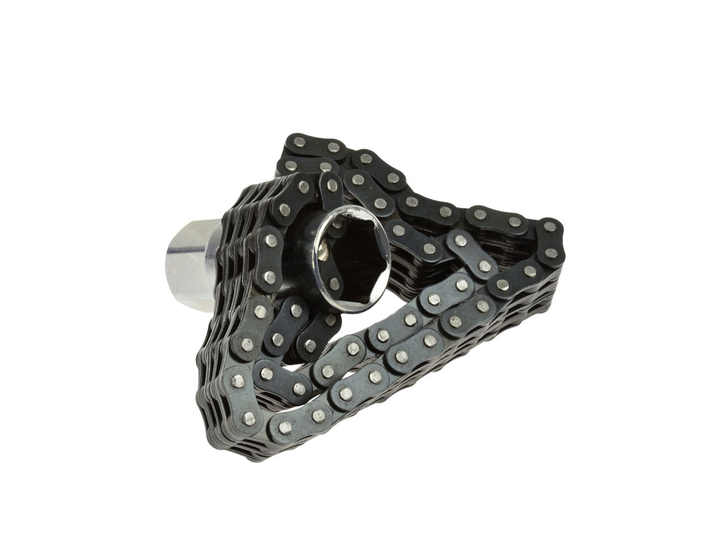Chiave a catena doppia per filtri olio, con bussola attacco quadro da 1/2", ideale per sostituire i filtri dell'olio, per filtro olio diametro 130mm