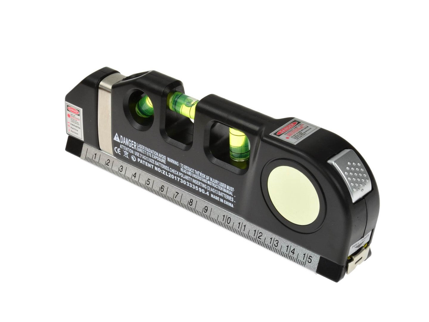 Livella laser multifunzionale, potente livella laser portatile con livella, doppia testa, metro a nastro, righelli standard e metrici con graduazioni, 2,5 m