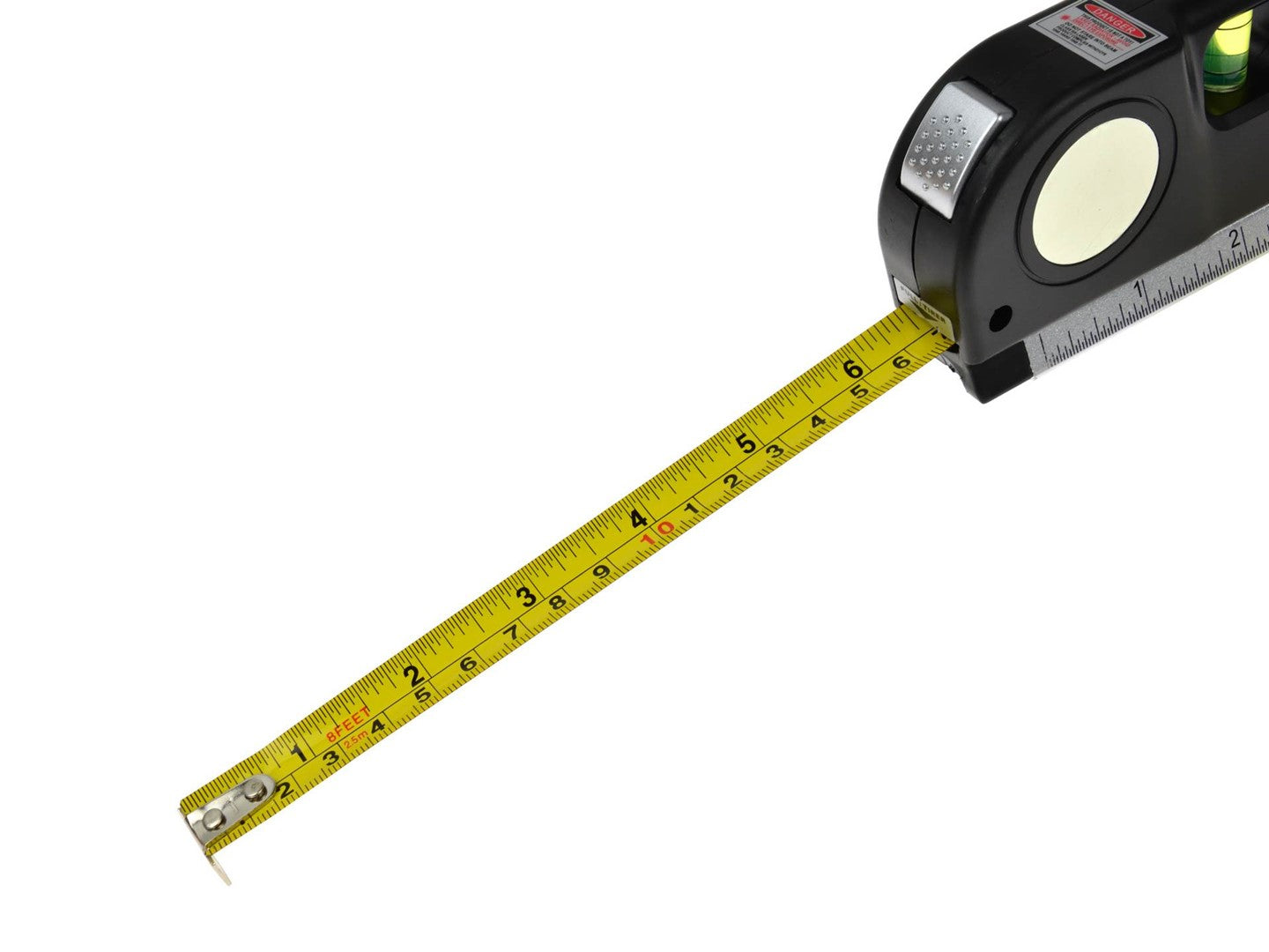Livella laser multifunzionale, potente livella laser portatile con livella, doppia testa, metro a nastro, righelli standard e metrici con graduazioni, 2,5 m