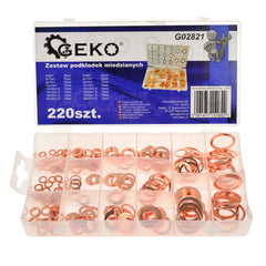 Kit di assortimento rondelle in rame, rondelle rame, kit di guarnizione rame per il fissaggio degli accessori, 220 pezzi Geko