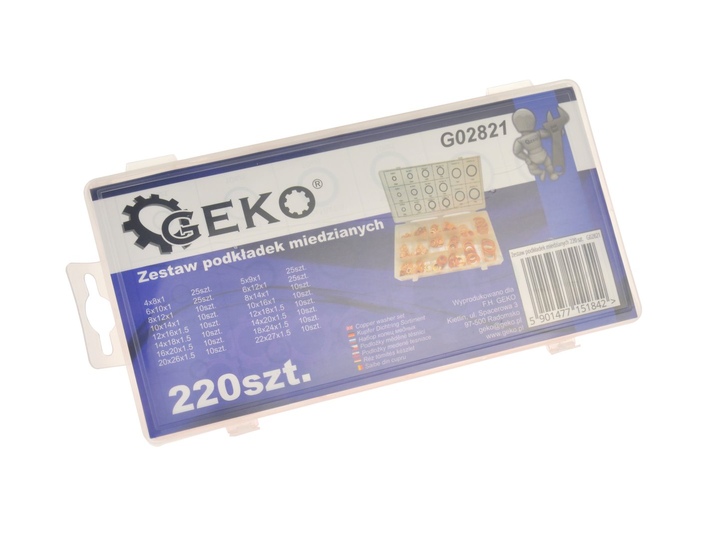 Kit di assortimento rondelle in rame, rondelle rame, kit di guarnizione rame per il fissaggio degli accessori, 220 pezzi Geko