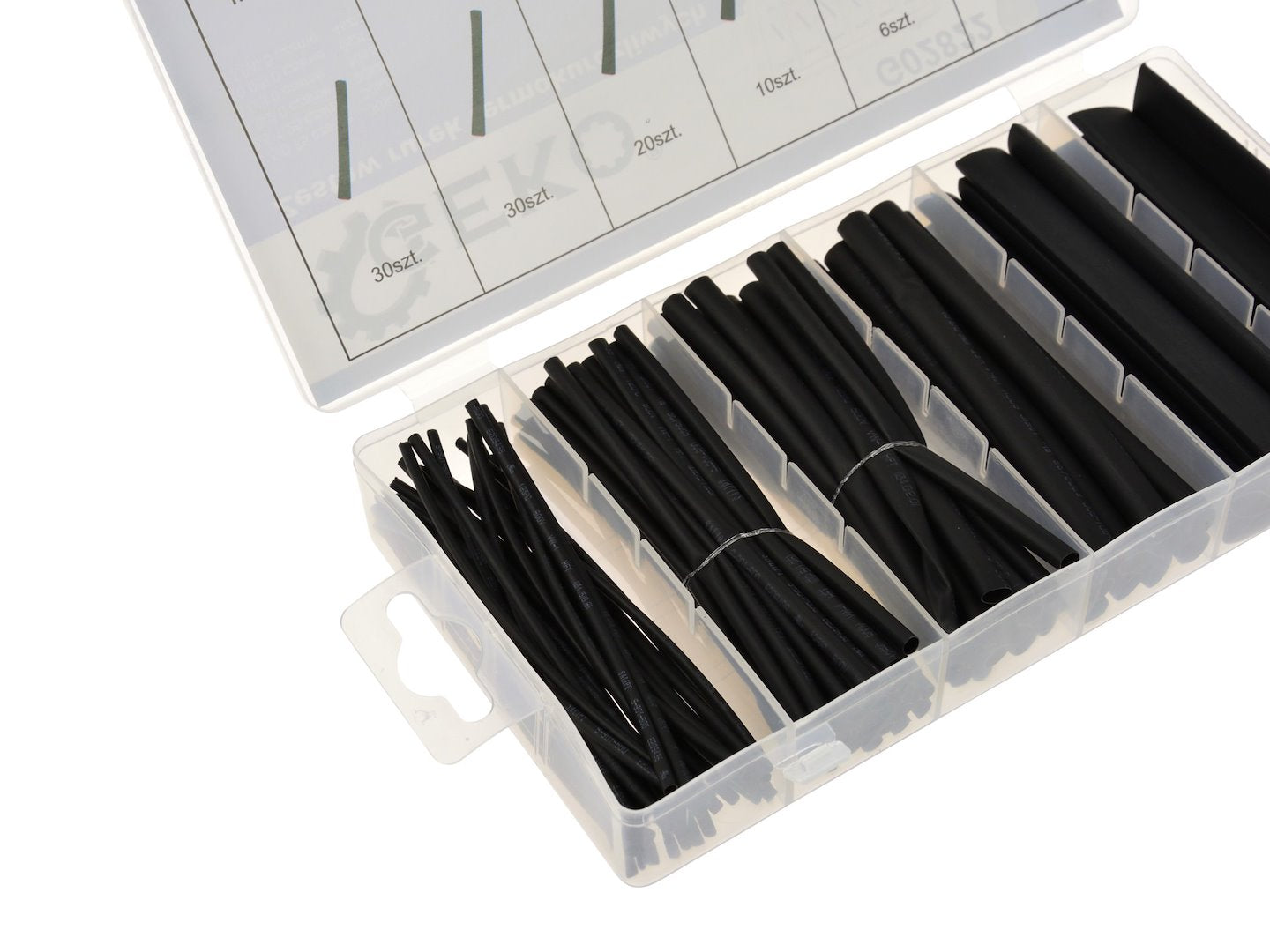 Set kit di 100pz guaine termorestringenti assortimento cavi cavo elettrico tubi, guaina termorestringente nera, termorestringente per cavi elettrici, termorestringente tubi, kit tubo termorestringente, 6 misure, Geko
