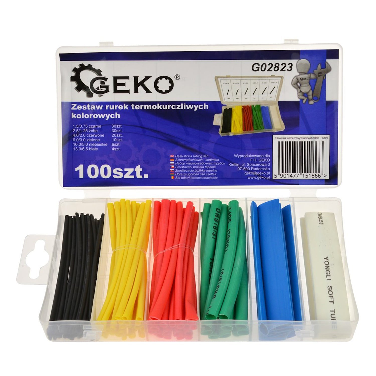 Set kit di 100pz guaine termorestringenti colorate assortimento cavi cavo elettrico tubi, guaina termorestringente, termorestringente per cavi elettrici, termorestringente tubi, kit tubo termorestringente, 6 misure, Geko