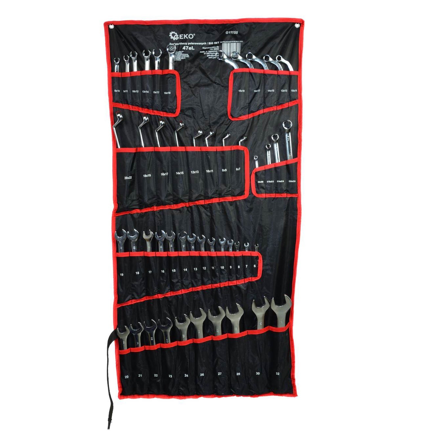 Set 47 chiavi combinate fisse e stella 12 punti freni Torx poligonali, Geko