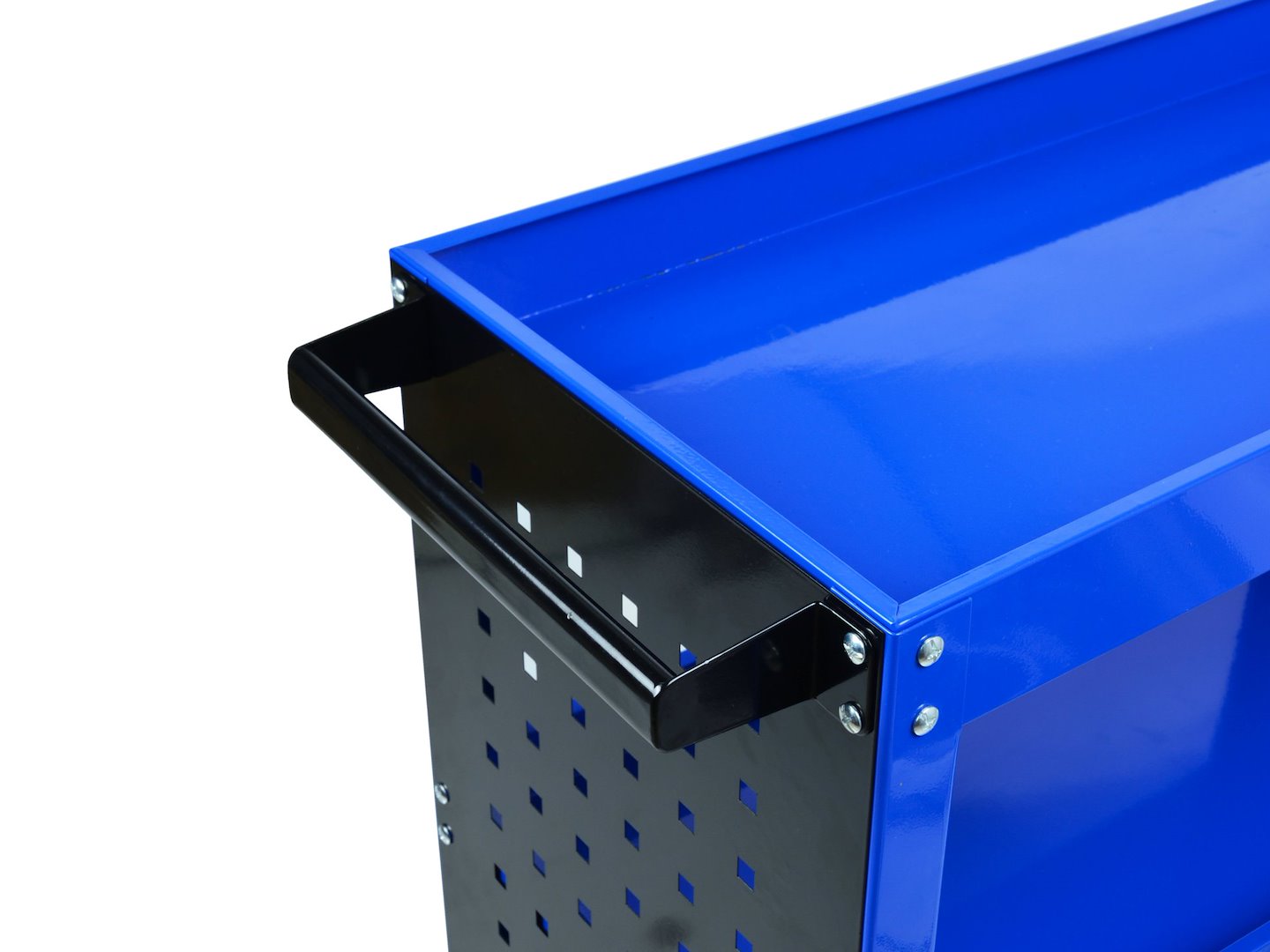 Carrello portautensili a 3 ripiani con freni, porta attrezzi con ruote autobloccanti e pannelli forati laterali per officina Geko