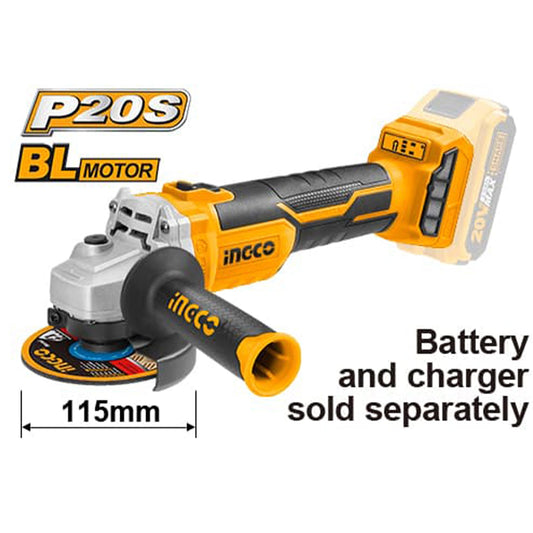 Smerigliatrice angolare a batteria brushless, smerigliatrice angolare brushless con batteria, gialla, Ingco