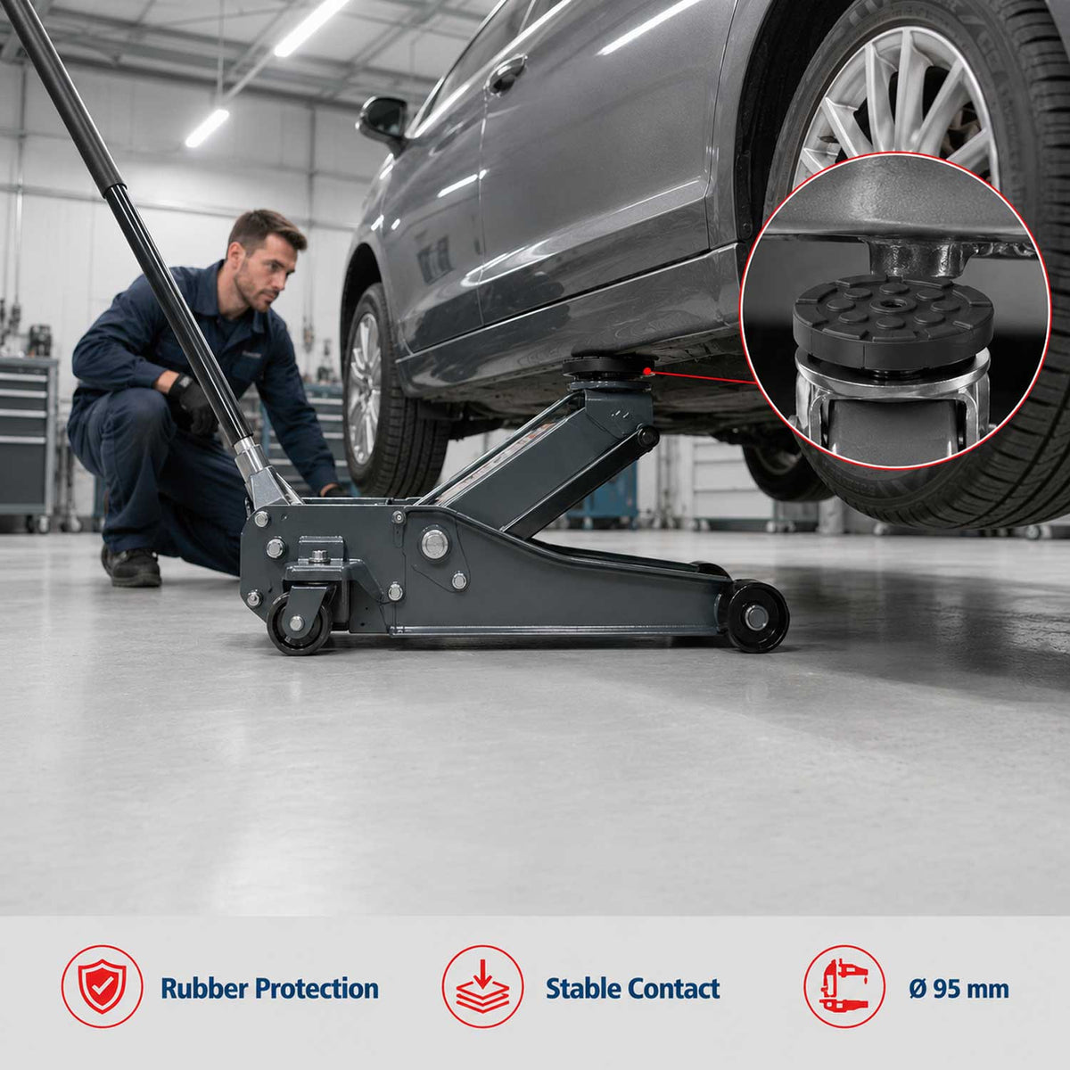 Tampone in gomma rotondo per cric sollevatore, cuscinetto auto Gebo Tools
